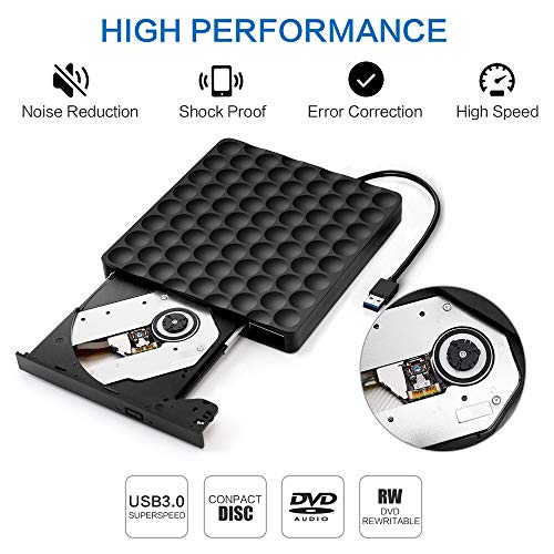GEEKLIN External CD Drive,High Speed Data Transfer for External cd DVD Drive for Laptop,USB 3.0 Portable CD DVD +/-RW Optical Drive Burner Writer - Thumbnail 2