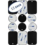 Universal Metal Plates with 3M Adhesive for All Magnetic Car Mounts, Cell Phone, Tablet Holder, Cradle-Less, Air Vent Mount, 6 Rectangular, 6 Round, Black