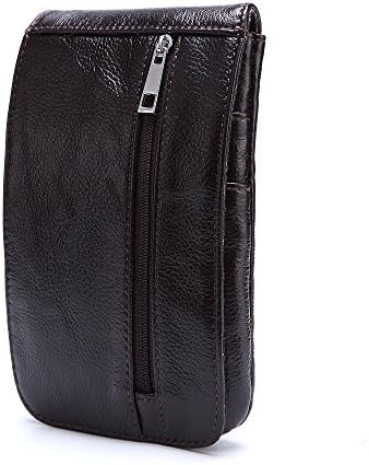 Mytbag Mens Small Soft Leather Waist Fanny Pack Travel Smartphone Bags for Men (Coffee)