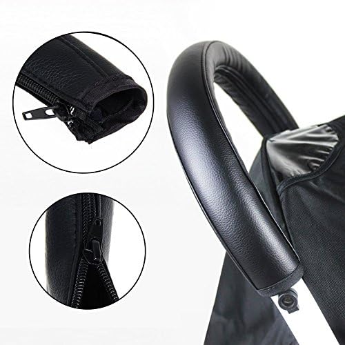 Baby Stroller Armrest Cover For Winter, Dust-proof Universal Handle Bar Grip Zippered Sleeve Artificial Leather Black Pram Protector, Protective Case Accessories