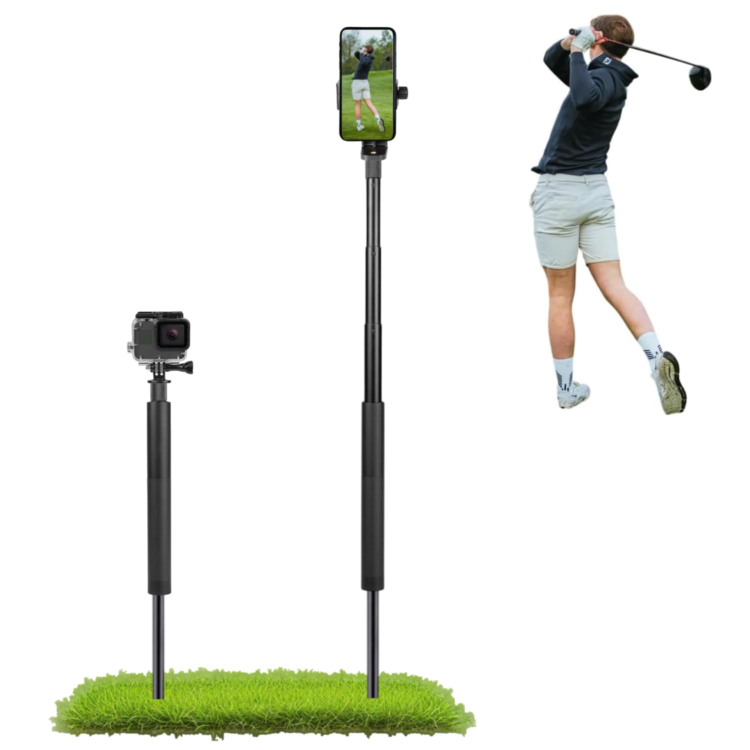 Photo 1 of **MISSING SPIKE STAKE**Golf Monopod Selfie Stick with Ground Spike Stake, Golf Swing Analyzer Phone Stand for Training Aid, Golf Phone Holder Selfie Stick for Recording Swings