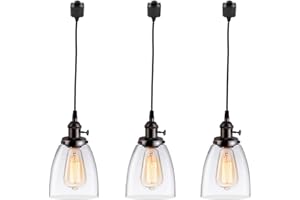 Kiven 3-Lights H-Type Track Lighting Pendants, Dimmable Pendant Lights Black Finish Hanging Light Fixture (Bulbs Not Included