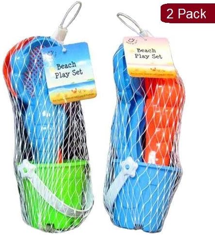 UrbHome Beach Toys, 5 Pieces Sand Toys for Kids Including Bucket, Rake and Shovels, Vibrant Colors, Sea Creature Inspired Beach Sand Toys, A Novel Gift, (2 Pack)