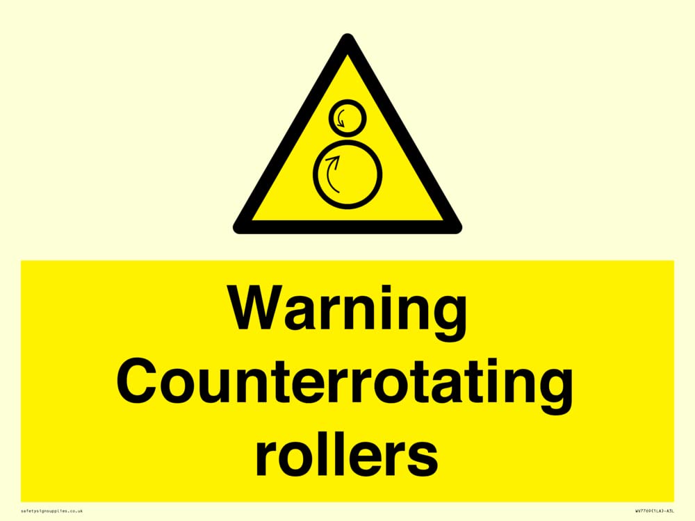 Warning Counterrotating rollers Sign - 400x300mm - A3L