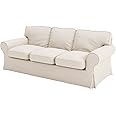 The Heavy Duty Polyester Ektorp 3.5 Seat Width: 98" (Not Regular 3 Seat) Sofa Cover Replacement is for IKEA Ektorp Three and Half Sofa Cover, an Ektorp Sofa Slipcover Replacement (Polyester Beige)