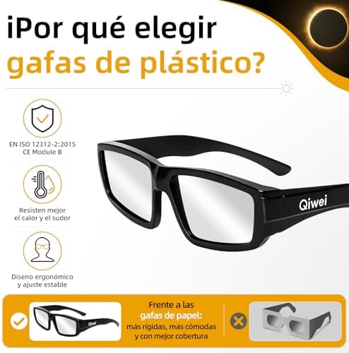 Gafas Eclipse Solar Homologadas ISO 12312-2 Montura Plástico Pack 3
