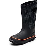 SOLARRAIN Neoprene Rubber Waterproof Rain Boots for Boys Non Slip Winter Warm Snow Boots Lightweight Outdoor Durable Mud Boot