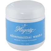 Hagerty Silversmith's Silver Wash - Polish &amp; Cleaner - Sterling, Silver-Plate and Gold Cleaner - R-22 Agent - Free from Harsh Abrasives - Tarnish Remover - Kosher Certified - 8 oz