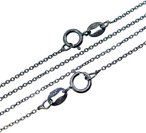 Oxidized Sterling Silver Plain Cable Chain Necklace, Fine Necklace Chain - All Sizes (16)