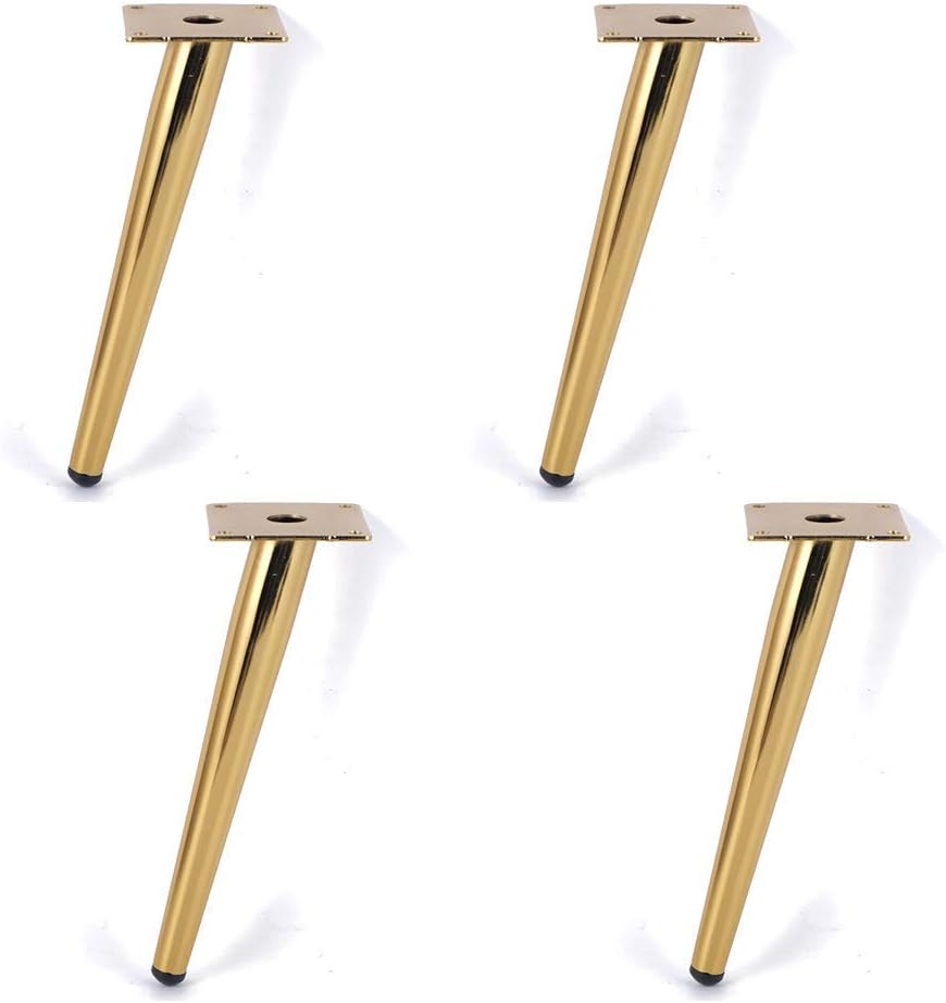 ZHUAN Gold Furniture feet Slanted Tapered Legs Set of 4, DIY Metal Legs