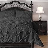 Pinch Pleat Comforter Set - 3-Piece - by ExceptionalSheets, King, Charcoal (PinchComf_KG_CA)