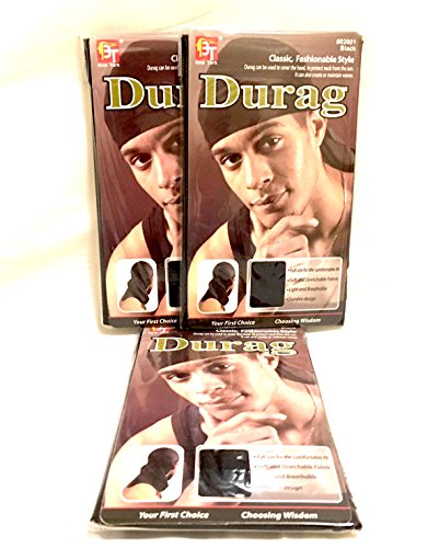 3pc Value Pack 3 Black Du Rags Du Rag Tie Down Black Durag 3pc