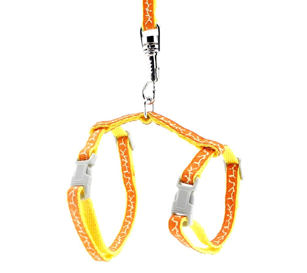 SMALLLEE_LUCKY_STORE Cat Harness Collar Giraffe Small Dog Kitten Halter Harnesses Pet Walking Vest Lead Adjustable Orange — image 1