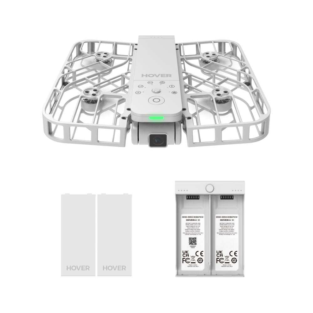 HOVERAir X1 Drohne mit kamera, Selbstfliegend Kamera Drone mit Folge-mir Modus, Mini Drohne im Taschenformat, HDR-Videoaufnahme, intelligente Flugrouten, Freihandsteuerung, Weiß (Combo Plus)