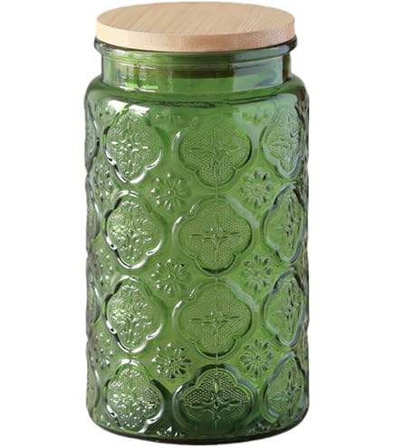 Amazon.com: Green Glass Canister, Candy Jar with Lid, 34 FL OZ