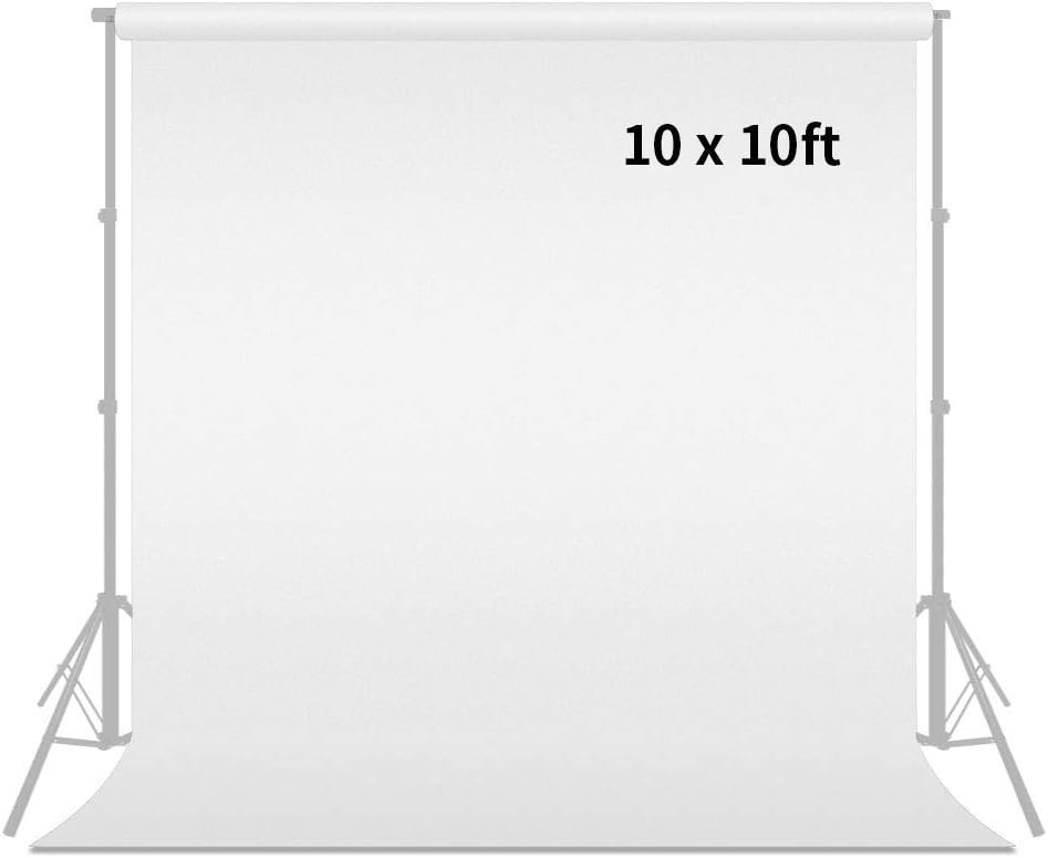 MOUNTDOG 10ft x 10ft Professional White Photo Studio Muslin Backdrop Photography Cotton Chromakey Background Screen for Photo Video Photography (Stand NOT Included)