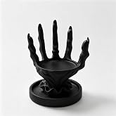 NVSHIQWEI Skeleton Witch Skull Hand Jewelry Holder Gothic Ring Decor Stand | Halloween Resin Jewelry Trays Organizer Tea Light Candle Holders Witch Hand Jewelry Holder Vanity Table Display Stand Gift