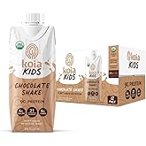 Koia Kids Plant Based Protein Shake, Chocolate, Ready to Drink, 9g Protein, 4g Low Sugar, 4g Fiber, 21 Vitamins & Minerals, Dairy-Free, Allergen-Free, Organic, Non-GMO, 8 Fl Oz (Pack of 12)