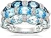 Amazon Essentials Sterling Silver London Blue Topaz, Swiss Blue Topaz, Light Blue Topaz and Diamond Ring, Size 8, (previously Amazon Collection)