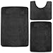 Clara Clark 3 Piece Bathroom Rugs Bath Mat Set, Velvet Memory Foam Bath Mats for Bathroom - Non-Slip, PVC Backing Bath Rugs, Washable - Dries Quickly, Black