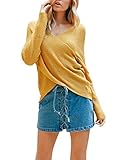 Simplee Apparel Women's Casual Loose Sexy V Neck Long Sleeve Pullover Sweater