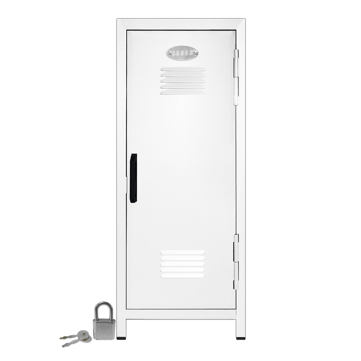 Mini Locker with Lock and Key White 10.75" Tall x 4.125