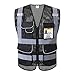 JKSafety 9 Pockets High Visibility Zipper Front Safety Vest With Reflective Strips,HQ Breathable Mesh, Oxford Fabric for pocket materials. Black Meets ANSI/ISEA Standards (XX-Large, 110-Black)