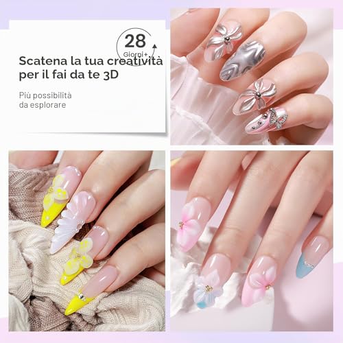 MIZHSE 30G White 3D Sculpture Nail Gel, 3D Gel Nail Art for Modeling, Nail Sculpture Glue Non Stick Hand, Rhinestone Glue for Nail Art with Silicone Brush, DIY Manicure Tool