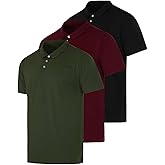 Real Essentials 3 Pack: Men's Casual Jersey Cotton Short Sleeve Quick Dry Breathable Polo Shirt - (Available in Big & Tall)