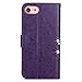 iPhone 8 Wallet Case,HAOTP Beauty Luxury 3D Handmade Bling Crystal Rhinestone Butterfly Floral Lucky Flowers PU Flip Stand Credit Card ID Holders Wallet Leather Case for iPhone 7/8 (Bling/Purple)