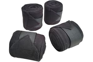 SIE EQUESTRIAN Horse Leg Bandage/Horse Leg wrap (Set of 4) Red, Blue, Navy Blue, and Black (Black)