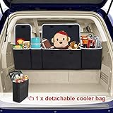 MODOKIT Trunk Organizer with Removable Cooler, Collapsible Trunk Organizer with Lid Cover, Fit Car SUV Van Cargo Groceries Storage