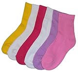N'Ice Caps Big And Little Girls Cotton/Spandex Casual Crew Sock 6PC Pack
