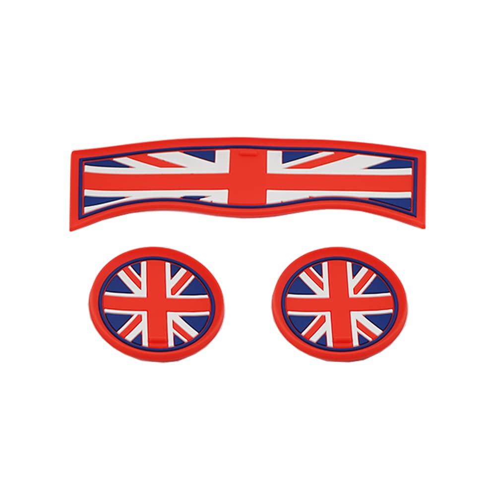 3PCS Car Cup Holder Coasters, Grey Union Jack UK Flag Embedded in Ornaments Coaster Compatible with Mini Cooper Countryman F60 (Union Jack)