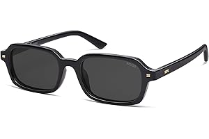 SOJOS Trendy Rectangle Polarized Sunglasses for Women Men, Retro Small Thin Slim Narrow Square Sunnies SJ2610