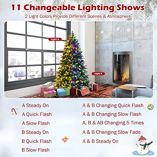 Goplus 6FT PreLit Artificial Christmas Tree, Hinged Realistic Snowy