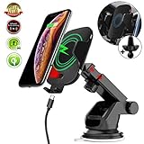 Wireless Car Charger,3 in 1 Dashboard&Windshield&Air Vent Mount[Infrared-sensing][10W Fast Charging]Car Phone Holder Compatible for Samsung Galaxy Note9 S9 S8 Plus,iPhone X/XR/XS Max,QI-Enabled Phone
