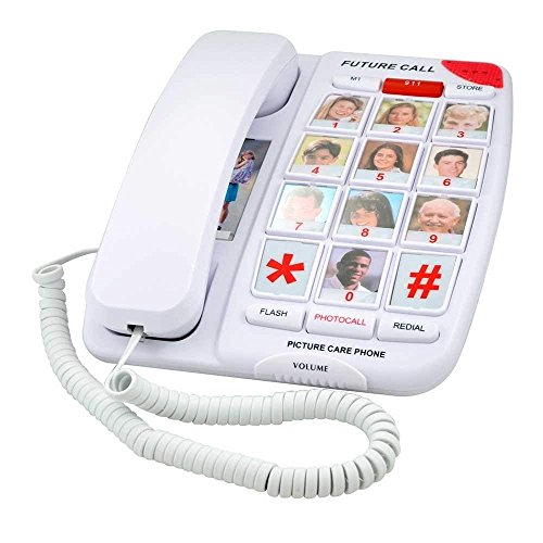 Future Call FC-1007 Large Dial Keypad Picture Care Corded Phone with 40dB Handset Volume
