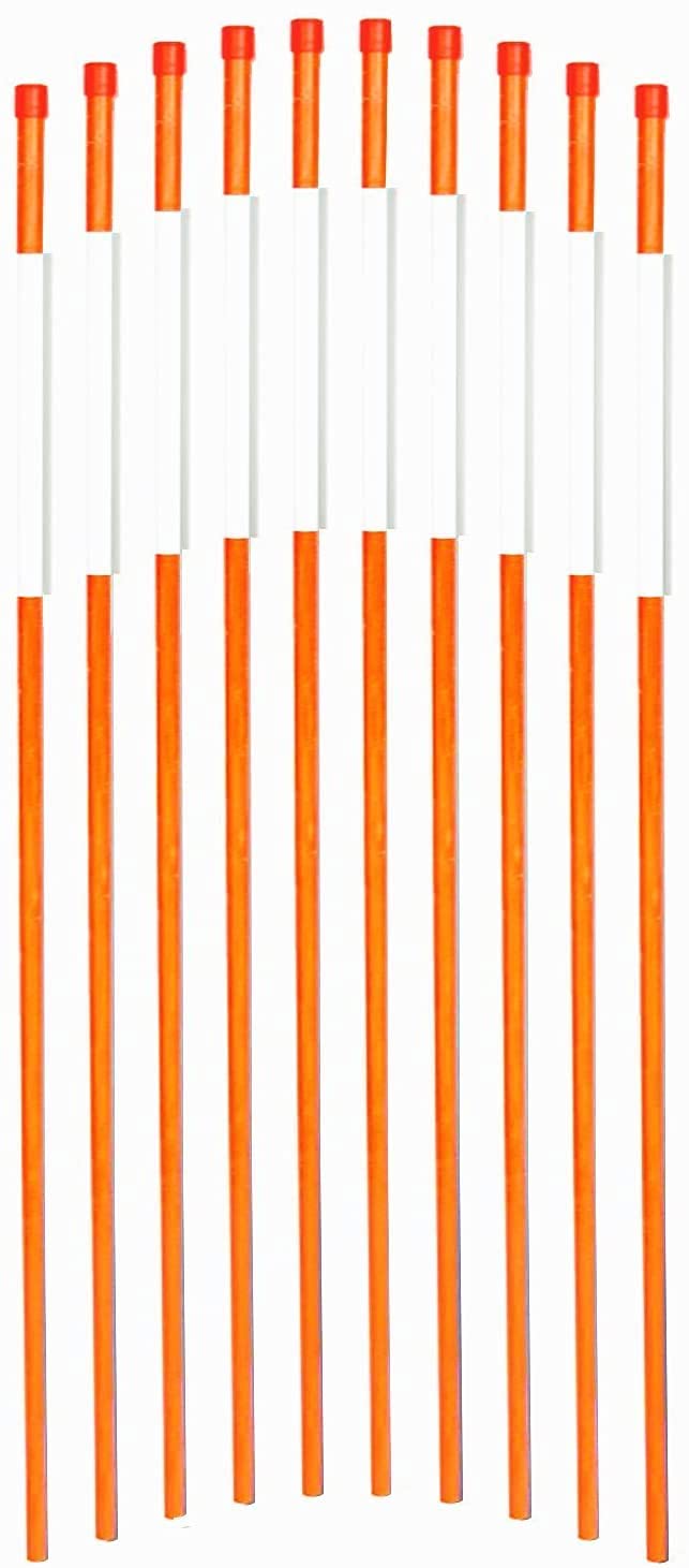 FiberMarker 60-Inch Hollow Reflective Driveway Markers Driveway Poles for Easy Visibility at Night, 1/4Inch Diameter Orange, 20 Pack Image