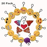 Emoji Keychains Bulk Plush Mini Emoji Pillows Birthday Party Favors Supplies for Kids Love Emoji Key Chain Classroom Prizes Claw Machine Toys Goodie Bags Valentines Gifts 20 Pack
