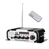 ARCHEER Mini Karaoke Machine Power Amplifier Digital Motorcycle Stereo Amplifier Music Player with Remote Control, Support FM/ MP3/ MP4/ SD/ USB/ DVD for Auto Car/ Boat/ Motorcycle/Home