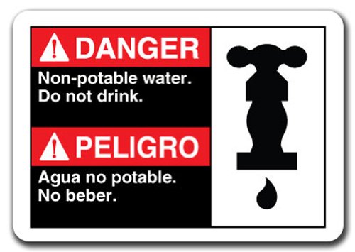 7x10 Plastic Safety Sign Ansi Osha Bilingual Spanish Danger Sign Danger Non Potable Water Do Not