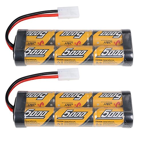 2 Pack 7.2v 5000mAh NiMh Rechargable RC Battery Packs for RC Cars,Electric Rc Monster Trucks,Traxxas With Tamiya Connectors