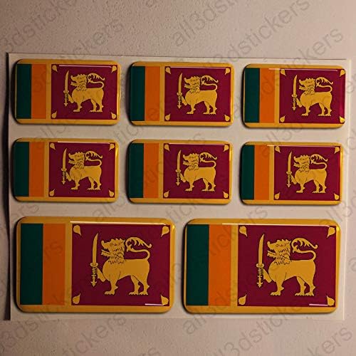 Stickers Sri Lanka 3D, 8 x Stickers Flag of Sri Lanka Resin Domed vinyl sticker