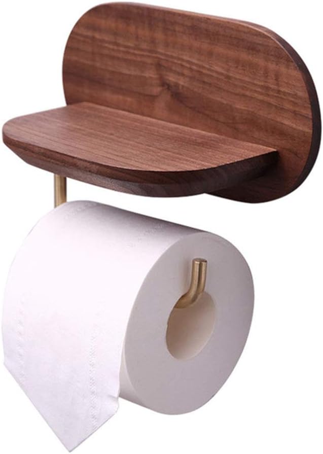 Black Walnut Brass Paper Towel Holder, Creative Free Punching Toilet Bathroom Roll Paper Mobile Phone Rack, Boutique Bathroom Accessories,small