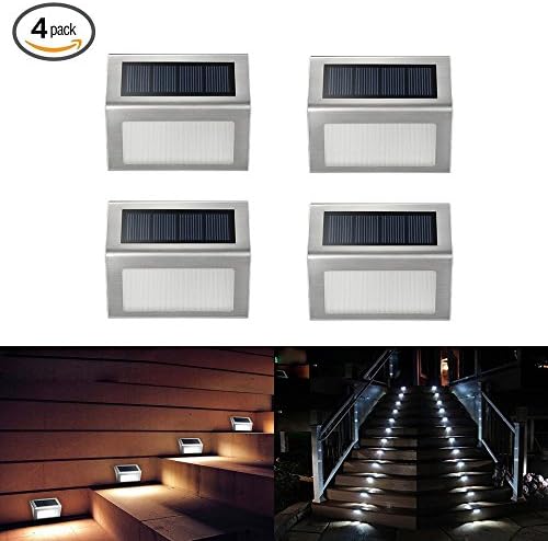 ELECCTV 4 Pack Solar Step Lights 3 LED Solar Powered Stair Lights Outdoor Lighting for Steps Paths Patio Decks Waterproof