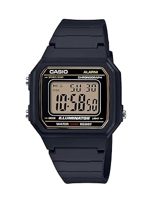 Casio W217H Series | Men’s Digital Watch | Black/Black | 50M WR | 1/100 Second Stopwatch | LED Backlight | 100 SEC Chronograph | Daily Alarm | Hourly Time Signal | 7 Year Battery