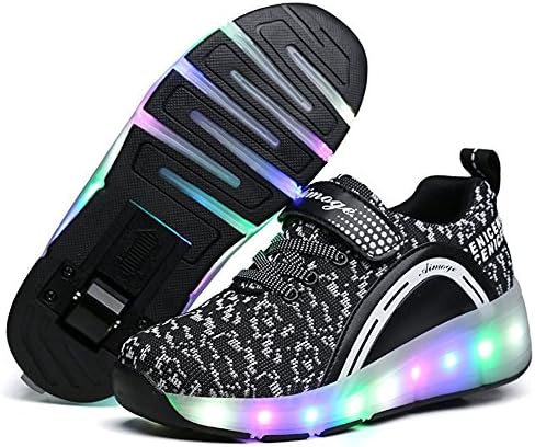 Kids Boys Girls Shoes LED Light Up Sneakers Single Wheel Double Wheel Roller Skate Shoes