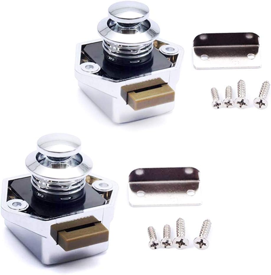 2 Pieces Boat Push Button Lock, Push Button Latch for Boat RV Drawer