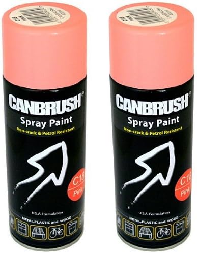 2 x CANBRUSH Spray Paint - For Metal Plastic & Wood 400ML Gloss Finish - Pink